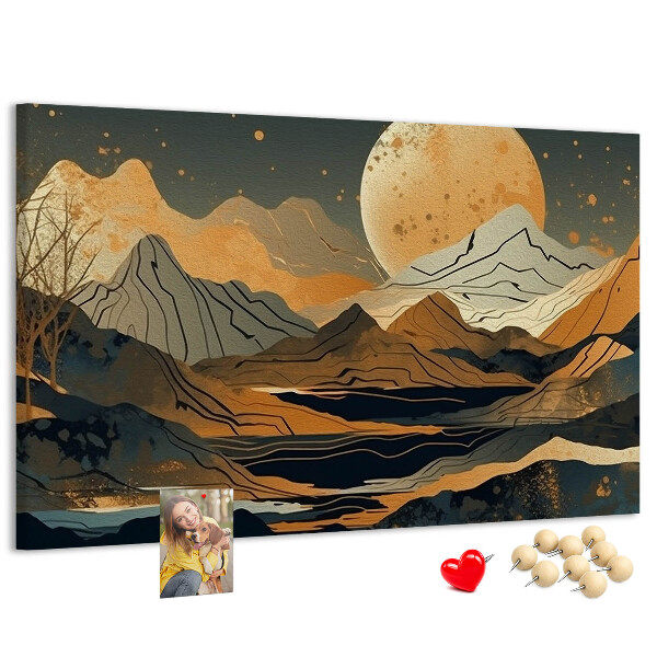 Panou din pluta Peisaj montan cu luna în fundal