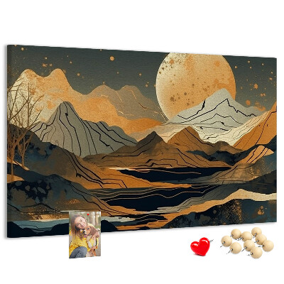 Panou din pluta Peisaj montan cu luna în fundal