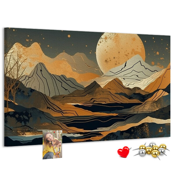 Panou din pluta Peisaj montan cu luna în fundal