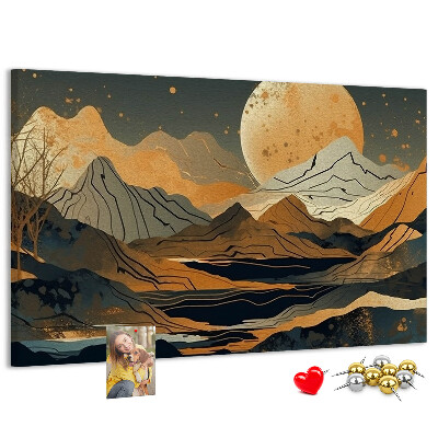 Panou din pluta Peisaj montan cu luna în fundal