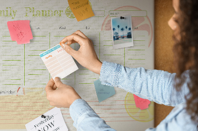 Panou din pluta Agenda de familie cu model citric.