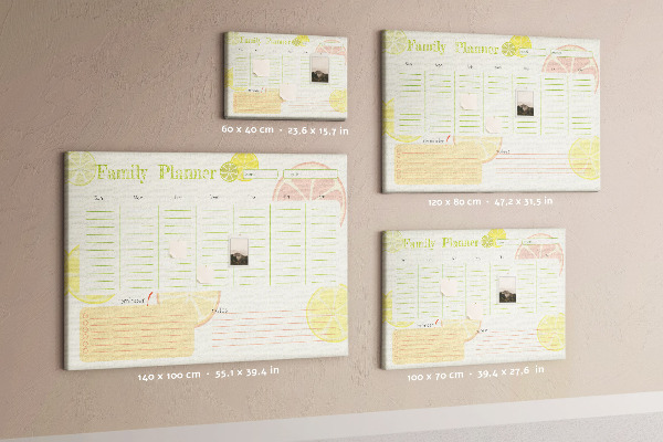 Panou din pluta Agenda de familie cu model citric.
