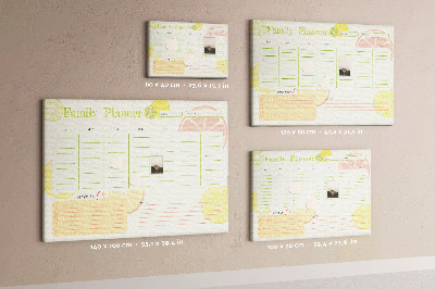 Panou din pluta Agenda de familie cu model citric.