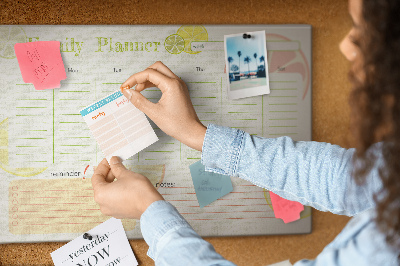 Panou din pluta Agenda de familie cu model citric.