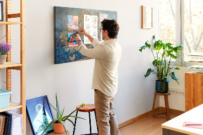 Panou din pluta Frunză de aur pe un fundal albastru de copac