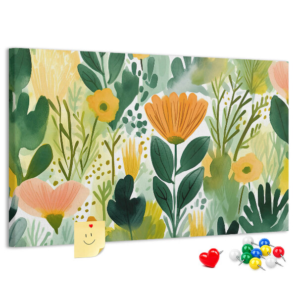 Panou din pluta Model floral cu frunze verzi