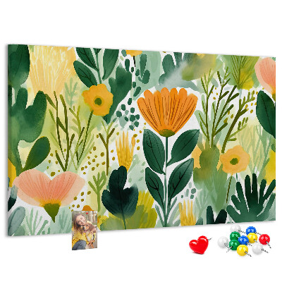 Panou din pluta Model floral cu frunze verzi