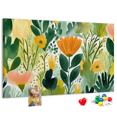 Panou din pluta Model floral cu frunze verzi