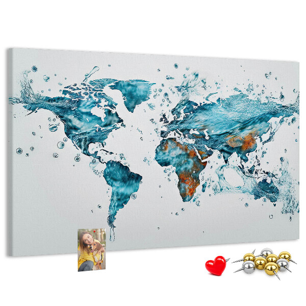 Panou din pluta Hartă a lumii în acuarelă.