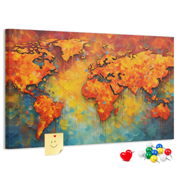 Panou de pluta O hartă colorată a lumii în culori intense