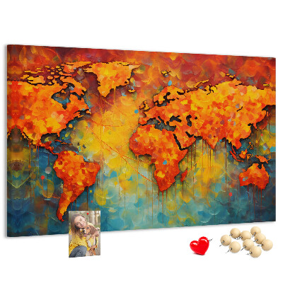 Panou de pluta O hartă colorată a lumii în culori intense