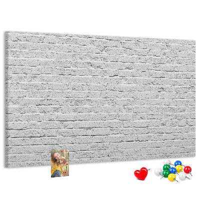 Panou din pluta Zid de cărămidă albă cu piuneze colorate
