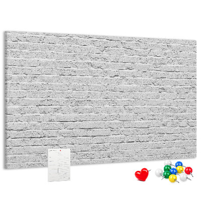 Panou din pluta Zid de cărămidă albă cu piuneze colorate