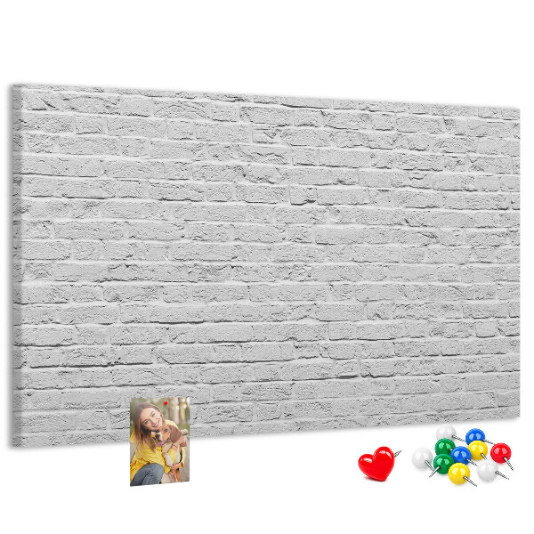 Panou din pluta Zid de cărămidă albă cu piuneze colorate
