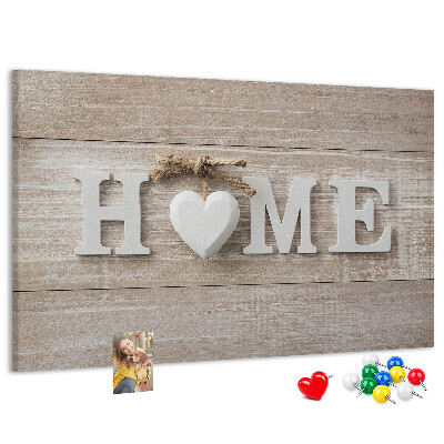 Panou de pluta Inscripție elegantă HOME cu o inimă