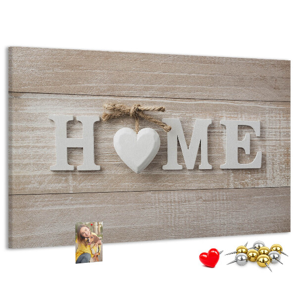 Panou de pluta Inscripție elegantă HOME cu o inimă