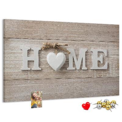 Panou de pluta Inscripție elegantă HOME cu o inimă