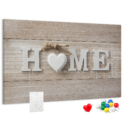 Panou de pluta Inscripție elegantă HOME cu o inimă