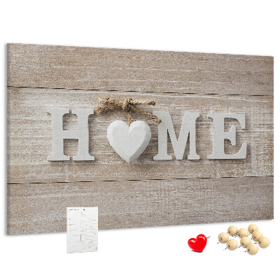 Panou de pluta Inscripție elegantă HOME cu o inimă