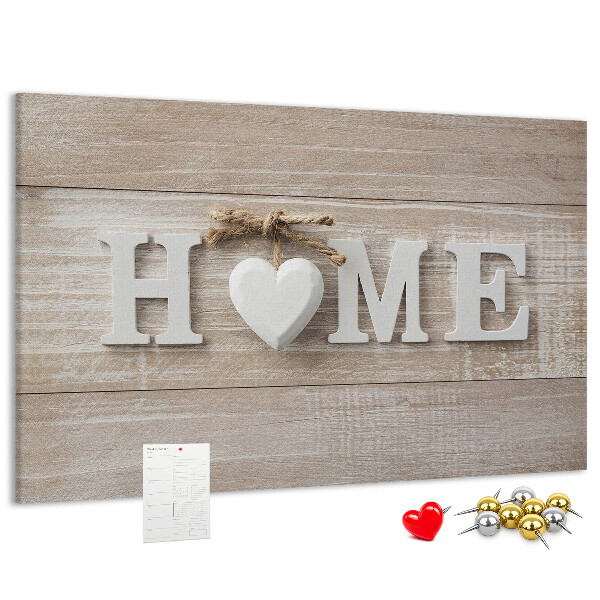 Panou de pluta Inscripție elegantă HOME cu o inimă