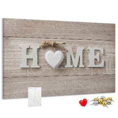 Panou de pluta Inscripție elegantă HOME cu o inimă