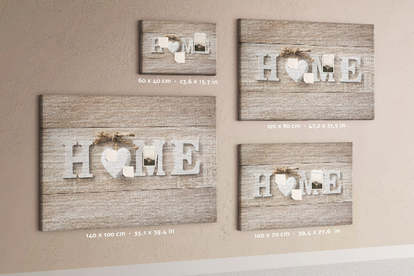 Panou de pluta Inscripție elegantă HOME cu o inimă