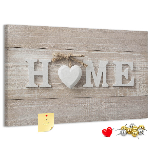Panou de pluta Inscripție elegantă HOME cu o inimă