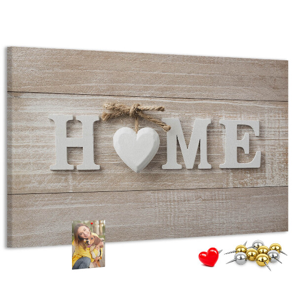Panou de pluta Inscripție elegantă HOME cu o inimă
