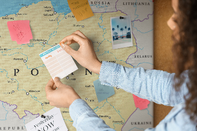 Panou din pluta Harta Poloniei cu Varșovia marcată