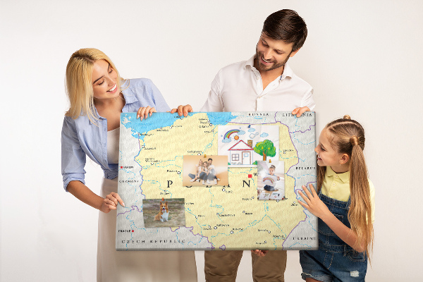 Panou din pluta Harta Poloniei cu Varșovia marcată