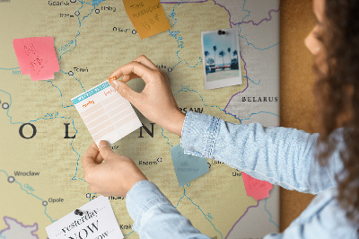 Panou din pluta Harta Poloniei cu Varșovia marcată