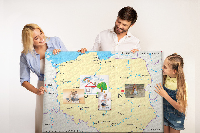 Panou din pluta Harta Poloniei cu Varșovia marcată