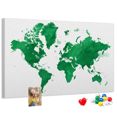Panou din pluta Hartă a lumii în acuarelă verde