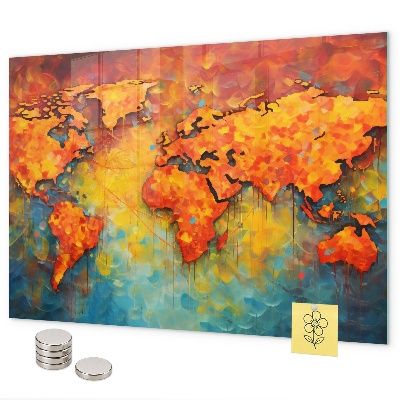 Tablă magnetică perete Hartă decorativă a lumii