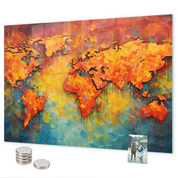 Tablă magnetică perete Hartă decorativă a lumii