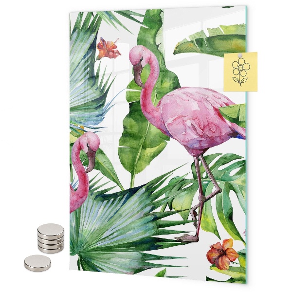 Tablă magnetică pentru magneti Frunze tropicale de flamingo