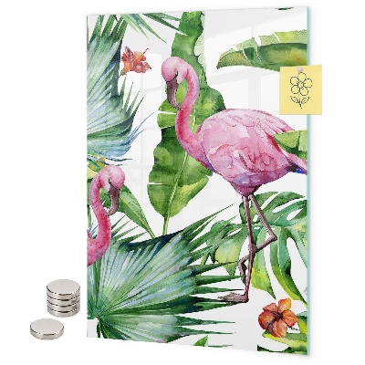 Tablă magnetică pentru magneti Frunze tropicale de flamingo