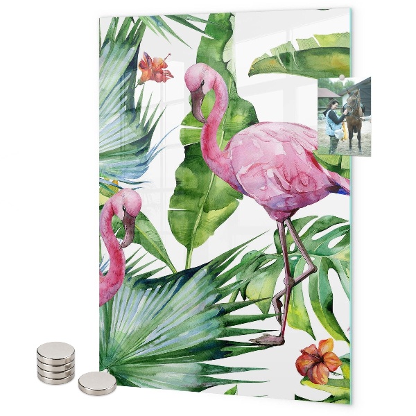 Tablă magnetică pentru magneti Frunze tropicale de flamingo
