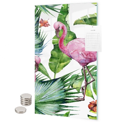 Tablă magnetică pentru magneti Frunze tropicale de flamingo