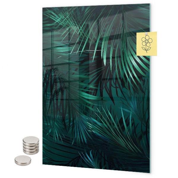 Tablă magnetică sticla Frunze tropicale închise la culoare