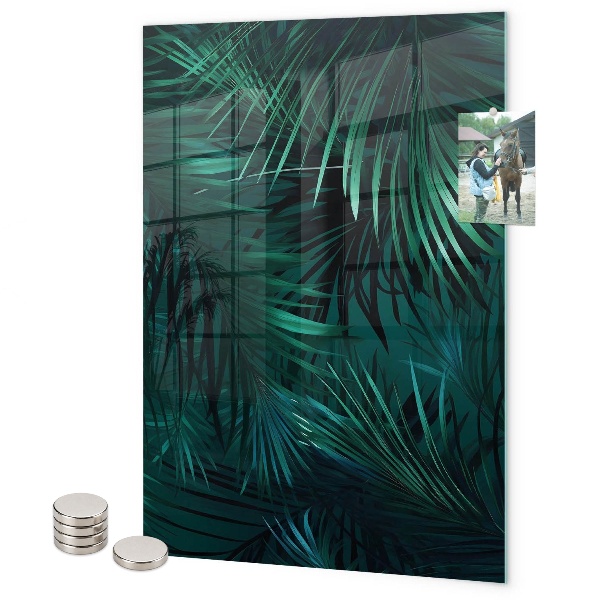 Tablă magnetică sticla Frunze tropicale închise la culoare