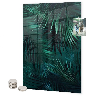 Tablă magnetică sticla Frunze tropicale închise la culoare