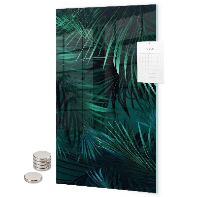 Tablă magnetică sticla Frunze tropicale închise la culoare