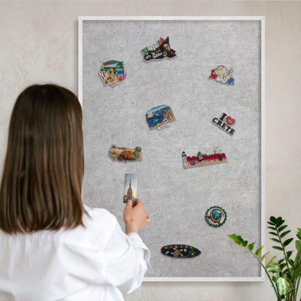Panou pentru magneți din călătorii cadru alb Textură gri