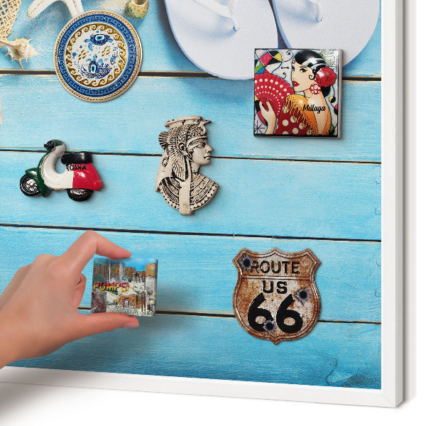 Tablă metalică de perete cu ramă de culoare albă Atmosferă de vacanță
