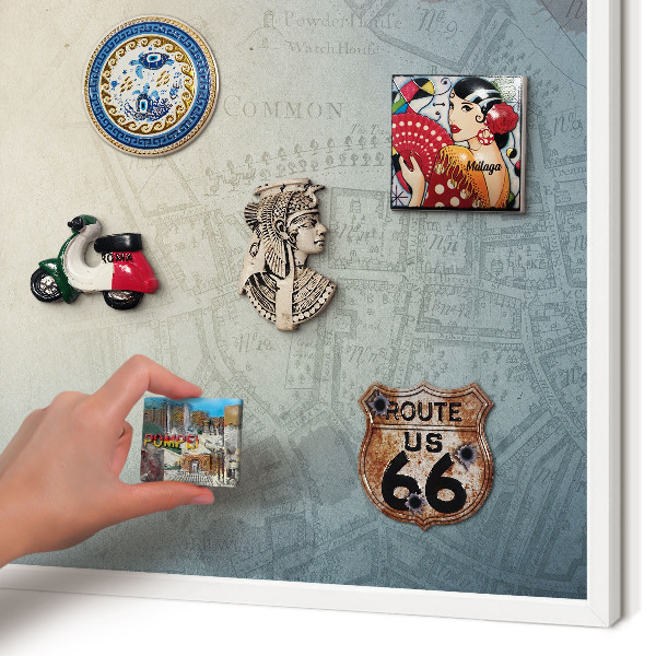 Panou pentru magneți din călătorii cadru alb Hartă veche