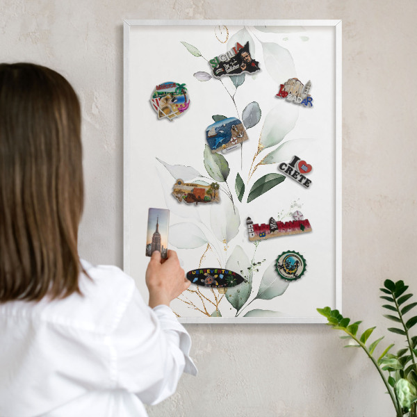 Panou pentru magneți din călătorii cadru alb Eleganță botanică