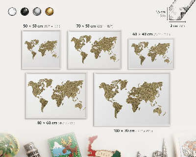 Panou pentru magneți din călătorii cadru alb Harta lumii