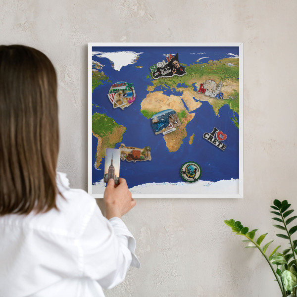Panou pentru magneți din călătorii cadru alb Cartografierea globului