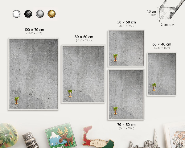 Panou pentru magneți din călătorii cadru alb Model de beton